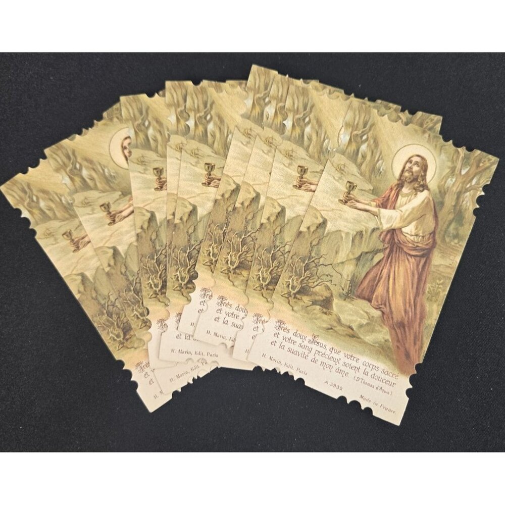 Jesus Praying in Garden Gethsemane Vintage NOS Holy Prayer Cards Lot 10pc